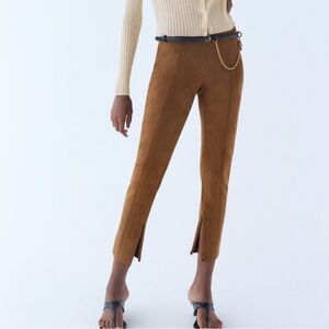 Zara Faux Suede High-Rise Leggings